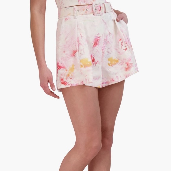 NWT BCBGMaxAzria Women's Abstract Print Shorts - Pink, Yellow, White - Picture 3 of 6